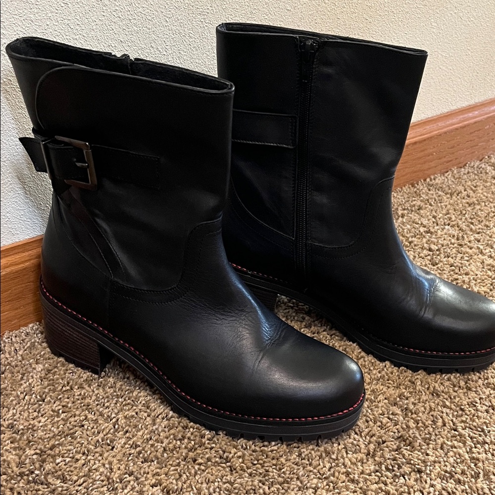 NWOT Coach and Four Black Ankle Boots with Buckle